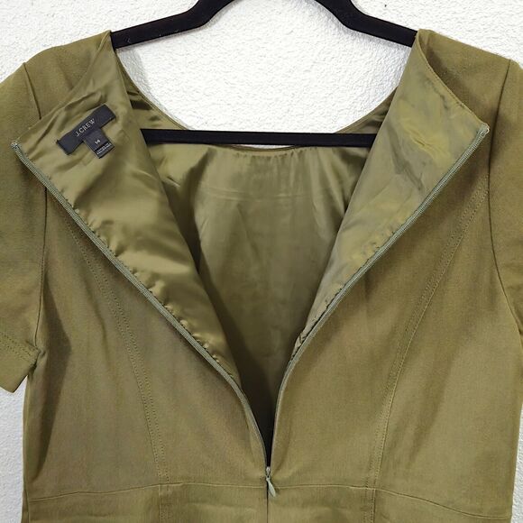 J.Crew Fitted Sheath Cotton Blend Stretch Tuscan Olive Size 14 - Picture 7 of 10